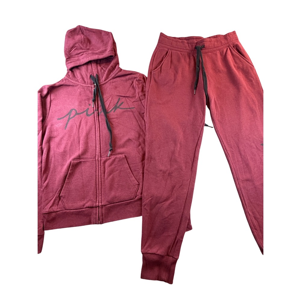 Pink Victorias Secret Tracksuit Set Maroon Hoodie Joggers XS
